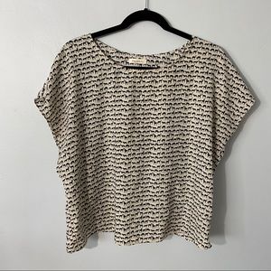 Phanuel | cream and black deep print top